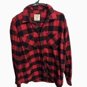 Plaid Red/ Black Cardigan Jacket Outer Shirt Size M